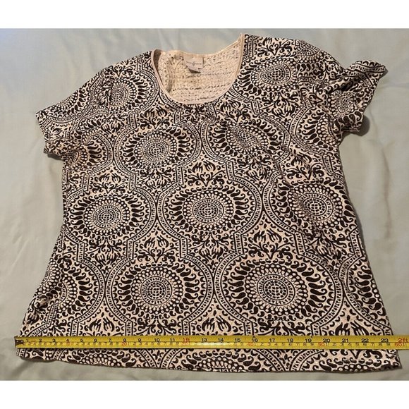 Jacqueline Smith Women’s Brown And White Short Sleeve Top Size XL Cotton Blend - Picture 10 of 10